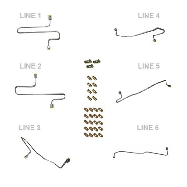 Caterpillar 3406, 3406B, 3406C Fuel Injection Line Kit with Clamps