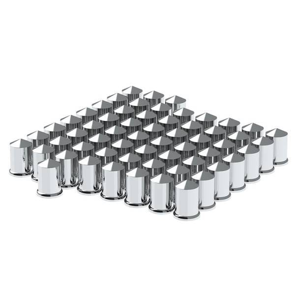 1-1/2" x 3" Chrome Plastic Pointed Nut Covers - Push-On (Color Box of 60), 10011CB